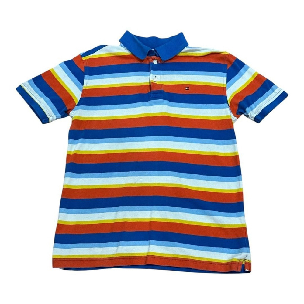 Tommy Hilfiger Polo Shirt Boys Large Multicolor Striped Short Sleeve Casual Top